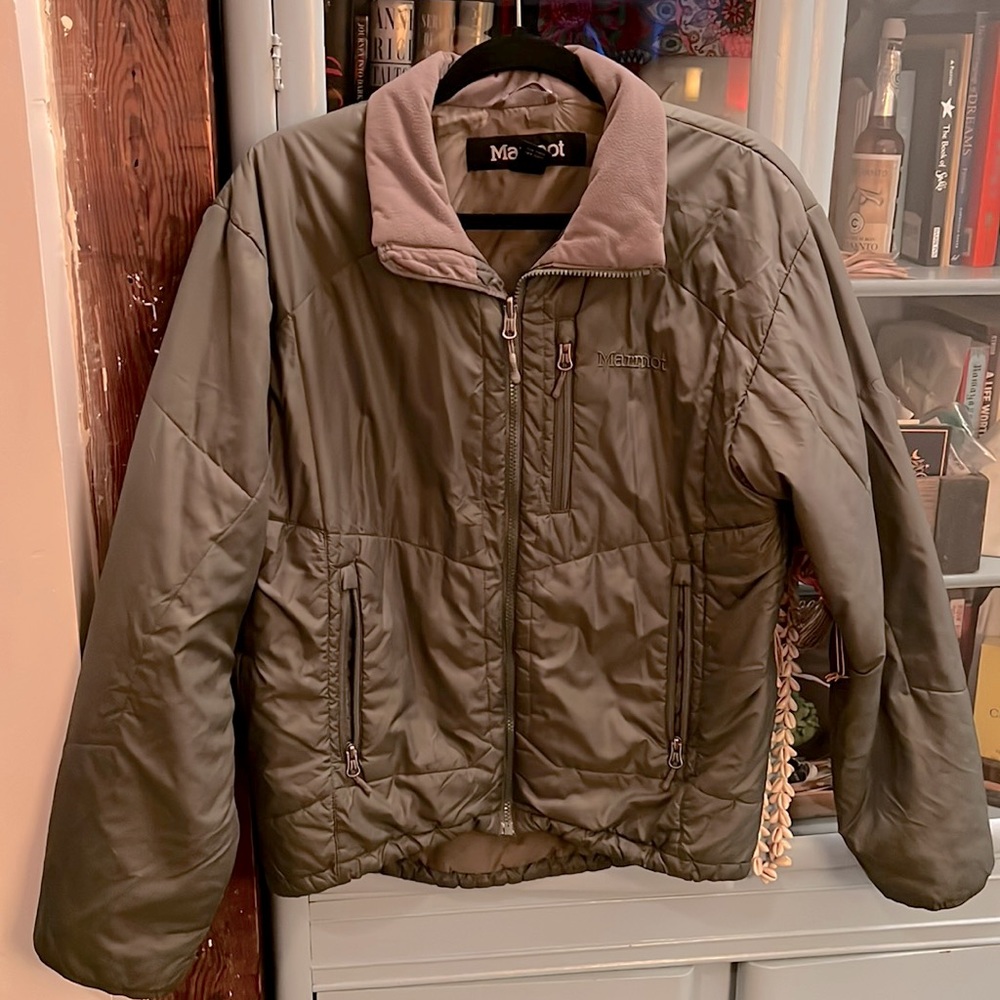 MARMOT Jacket - Army Green with Fleece Collar & Vents